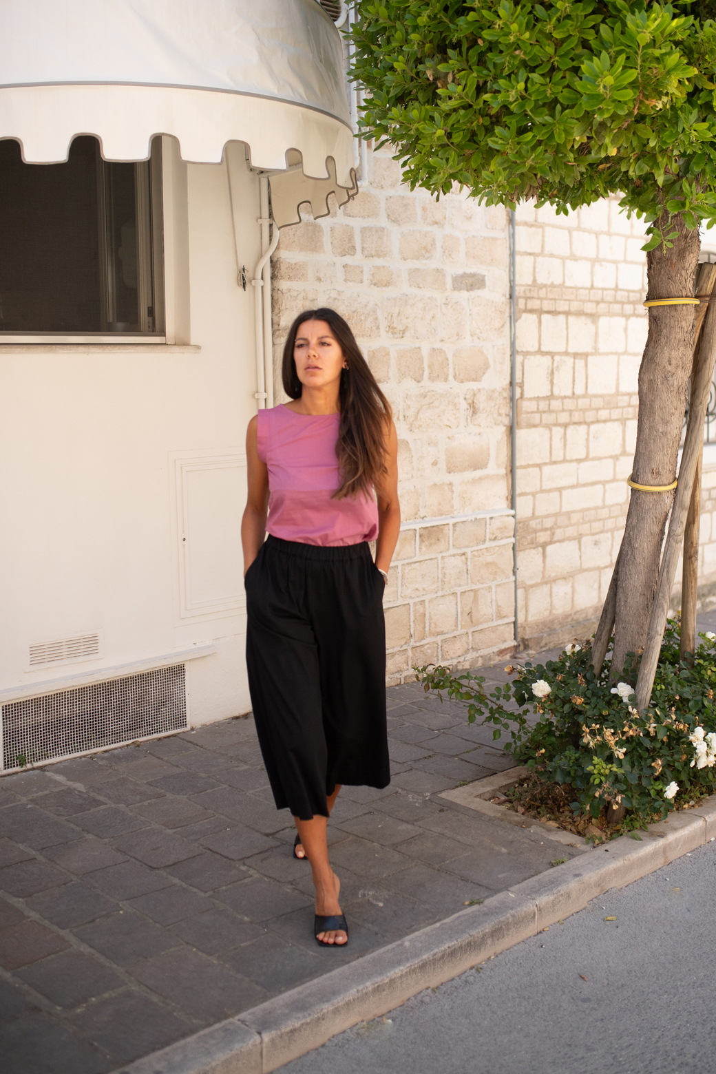 made in italy beclò atelier numana coulottes pants pantalone largo nero black loose estivo svolazzante comodo comfort summer gonna